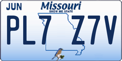 MO license plate PL7Z7V