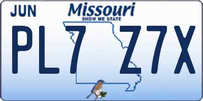 MO license plate PL7Z7X