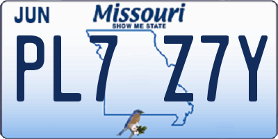 MO license plate PL7Z7Y