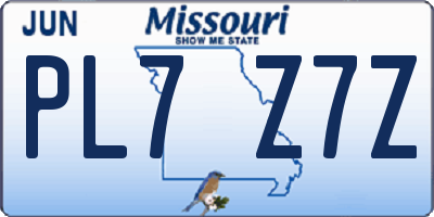 MO license plate PL7Z7Z