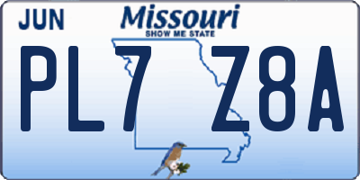 MO license plate PL7Z8A