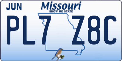 MO license plate PL7Z8C