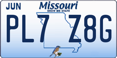 MO license plate PL7Z8G