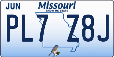 MO license plate PL7Z8J