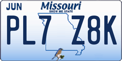 MO license plate PL7Z8K