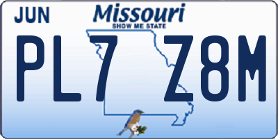 MO license plate PL7Z8M