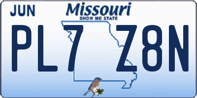 MO license plate PL7Z8N