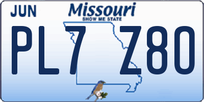 MO license plate PL7Z8O