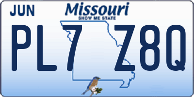 MO license plate PL7Z8Q