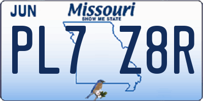 MO license plate PL7Z8R