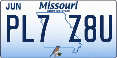 MO license plate PL7Z8U