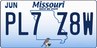 MO license plate PL7Z8W