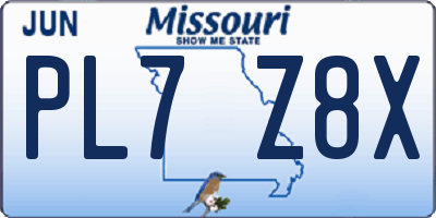 MO license plate PL7Z8X