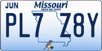 MO license plate PL7Z8Y