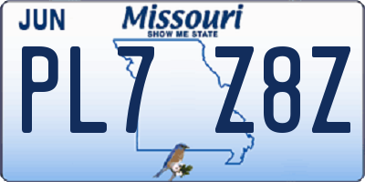 MO license plate PL7Z8Z