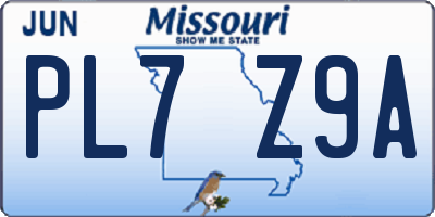 MO license plate PL7Z9A