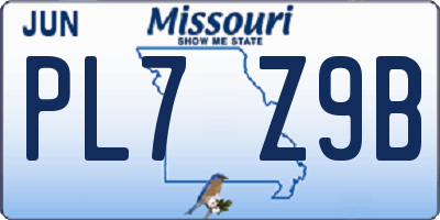 MO license plate PL7Z9B