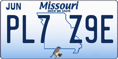 MO license plate PL7Z9E
