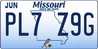 MO license plate PL7Z9G