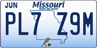 MO license plate PL7Z9M