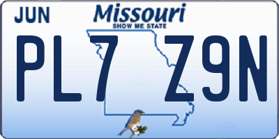 MO license plate PL7Z9N