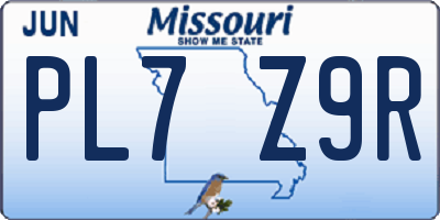 MO license plate PL7Z9R