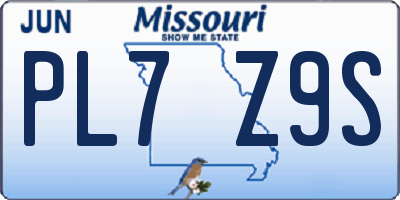 MO license plate PL7Z9S