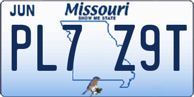 MO license plate PL7Z9T