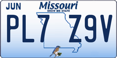 MO license plate PL7Z9V