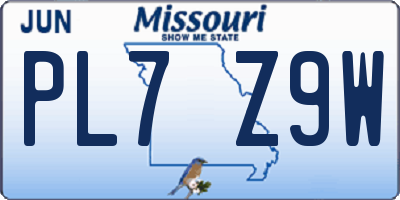 MO license plate PL7Z9W