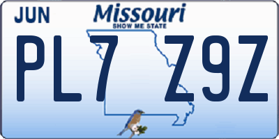 MO license plate PL7Z9Z