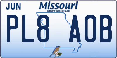 MO license plate PL8A0B