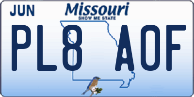 MO license plate PL8A0F