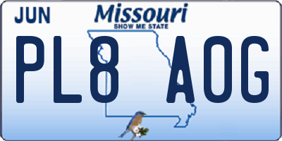 MO license plate PL8A0G