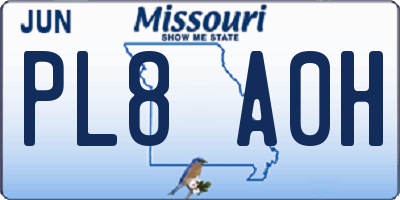 MO license plate PL8A0H