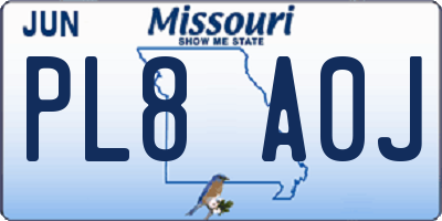 MO license plate PL8A0J