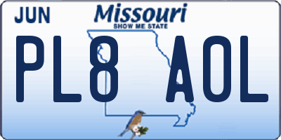 MO license plate PL8A0L