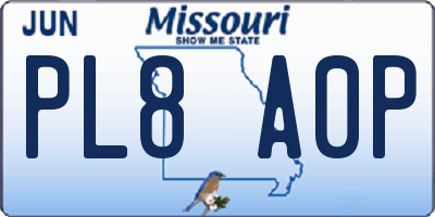 MO license plate PL8A0P