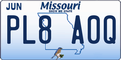 MO license plate PL8A0Q