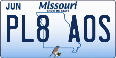 MO license plate PL8A0S