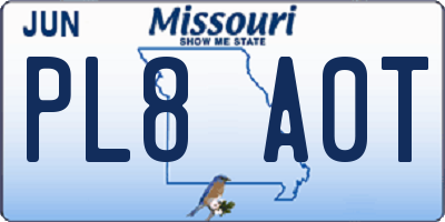 MO license plate PL8A0T