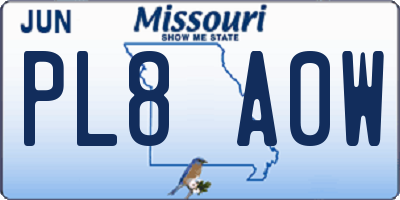 MO license plate PL8A0W