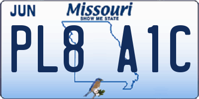 MO license plate PL8A1C