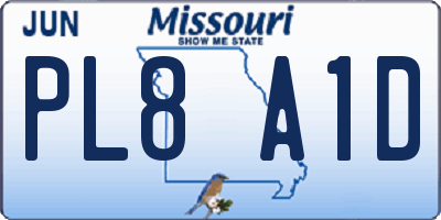 MO license plate PL8A1D