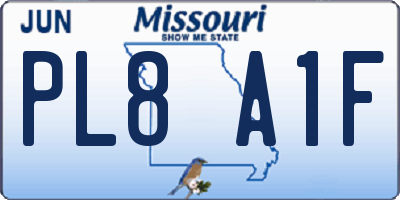 MO license plate PL8A1F
