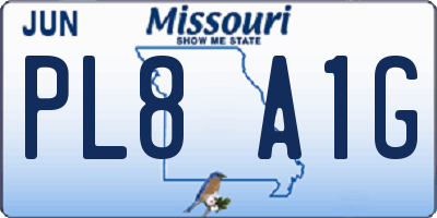 MO license plate PL8A1G