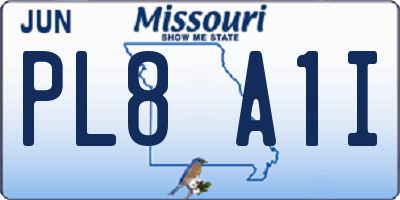 MO license plate PL8A1I