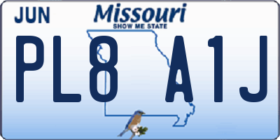 MO license plate PL8A1J