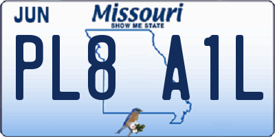 MO license plate PL8A1L