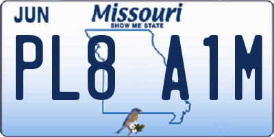 MO license plate PL8A1M